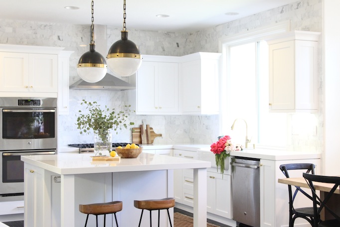 Kitchen Backsplash Up To Ceiling black, white and brass kitchen makeover Kitchen Backsplash Up To Ceiling black, white and brass kitchen makeover